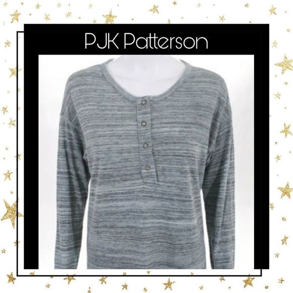 PJK Patterson J. Kincaid Gray LS Button Top XS - Picture 1 of 8